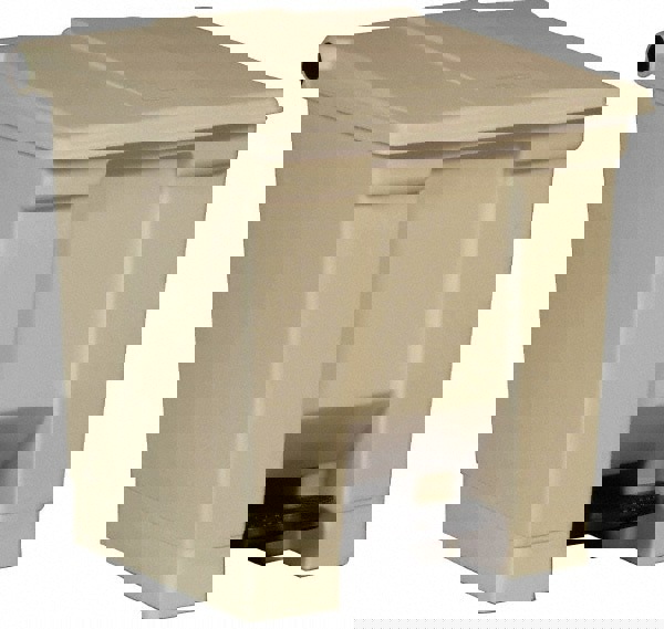 Indoor Utility Step-On Waste Container, 8 gal, Plastic, Beige